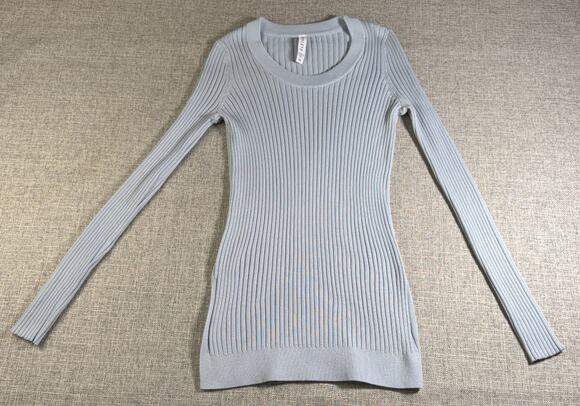 Athleta Tops - Athleta Women’s XS Ribbed Long Sleeve Top Light Blue Gray Stretch Fitted Tunic